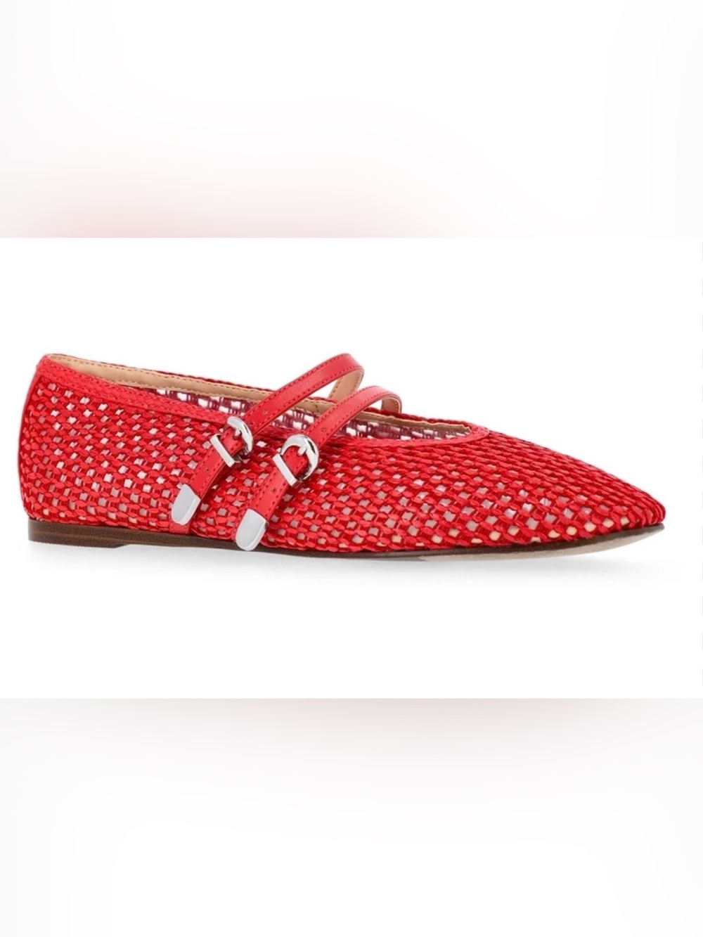NWT Madden NYC Red Woven Double-Strap Women's Ballet comfort foam Flat size 7